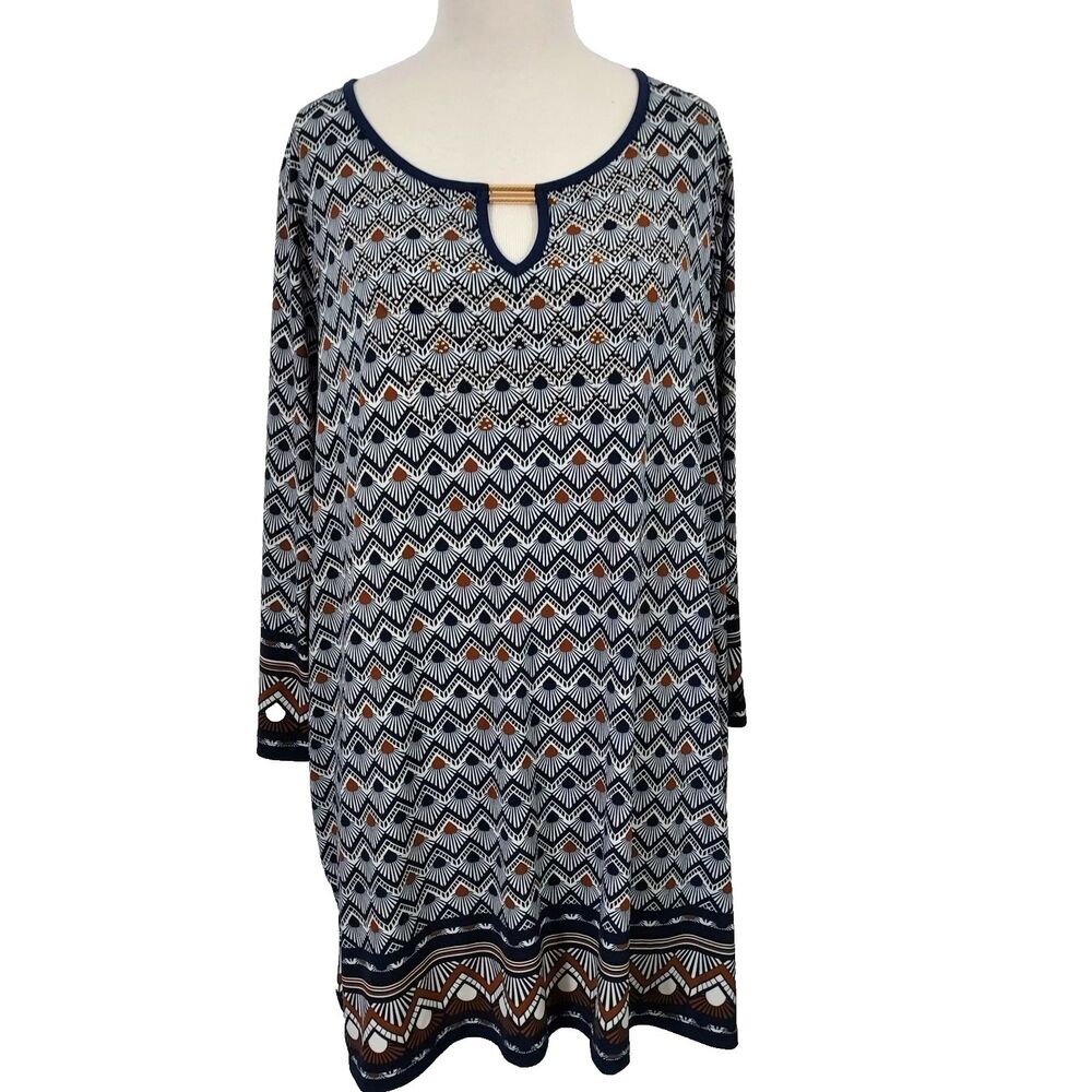 JM Collection Tunic Top Flowy Stretch Womens Size 3X Cutout Metal Rhinestone